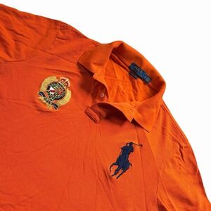 Polo Ralph Lauren Rugby Shirt Mens L Orange Big Pony County Riders & Jockey Club